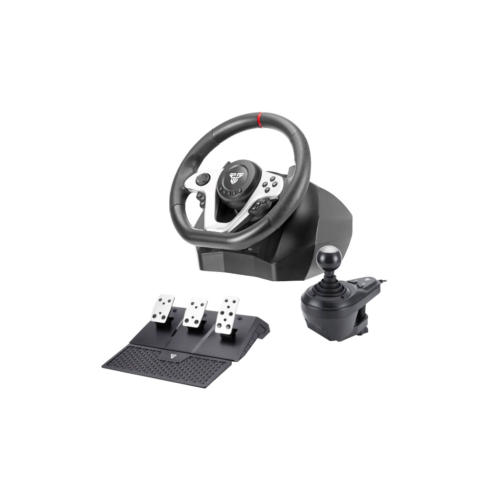 FANTECH R1V2 Professional 900° Racing Steering Wheel Bundle with Gear Shifter & Hall-Effect Pedals, Dual-Motor Vibration