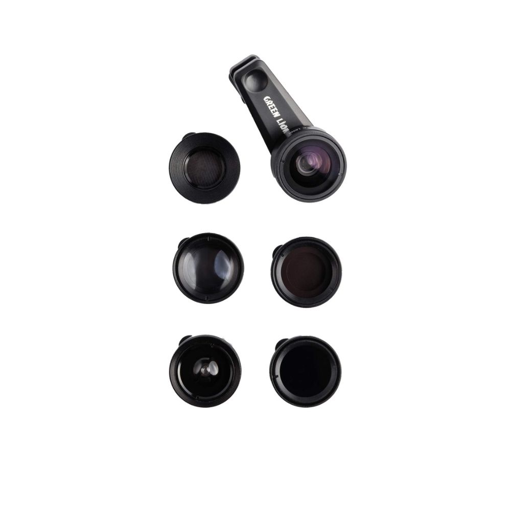 Green Lion 6 in 1 Professional Lens Kit, 25x Macro, 250 Degrees Fisheye – Black